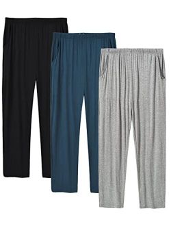 MoFiz Men's Pajama Pants Ultra Soft Modal PJ Bottom Jersey Knit Pajama Pants/Lounge Pants/Sleepwear Pants 3Pack