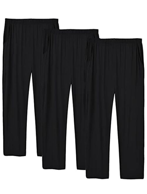 MoFiz Men's Pajama Pants Ultra Soft Modal PJ Bottom Jersey Knit Pajama Pants/Lounge Pants/Sleepwear Pants 3Pack