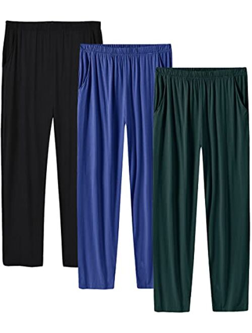 MoFiz Men's Pajama Pants Ultra Soft Modal PJ Bottom Jersey Knit Pajama Pants/Lounge Pants/Sleepwear Pants 3Pack