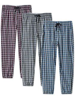 JINSHI Mens Pajama Pant Lounge Pants Sleepwear Pants Soft Cotton Plaid Lounge Pants with Pockets