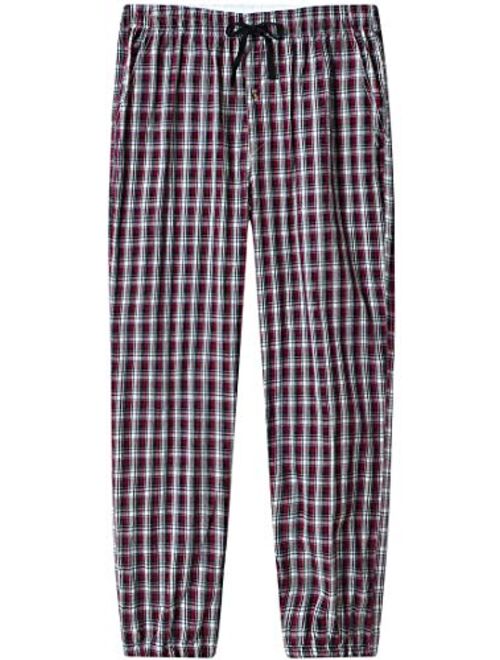 JINSHI Mens Pajama Pant Lounge Pants Sleepwear Pants Soft Cotton Plaid Lounge Pants with Pockets