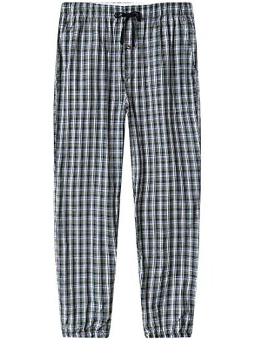 JINSHI Mens Pajama Pant Lounge Pants Sleepwear Pants Soft Cotton Plaid Lounge Pants with Pockets