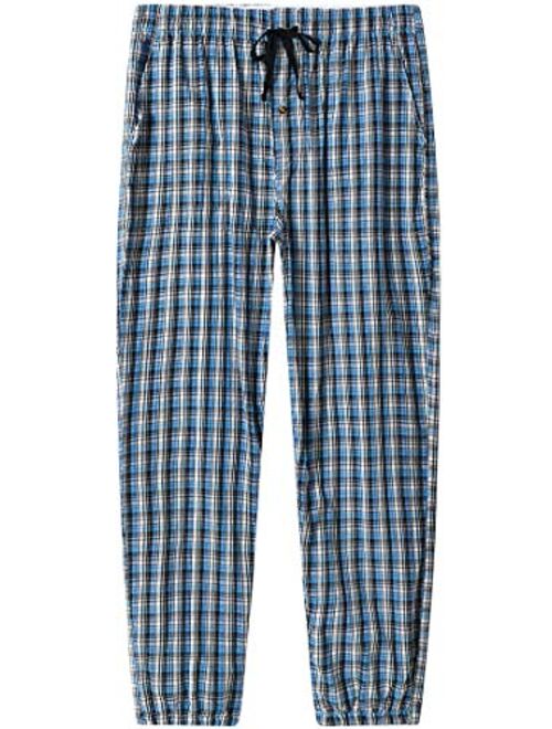 JINSHI Mens Pajama Pant Lounge Pants Sleepwear Pants Soft Cotton Plaid Lounge Pants with Pockets