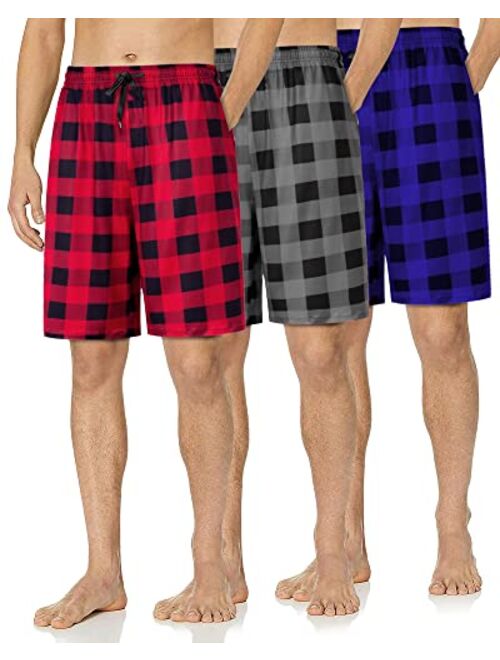 Alimens & Gentle Men's 3 Pack Flannel Plaid Pajama Shorts Loungwear Sleep Bottom