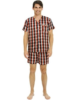 Mens Satin Pajamas, Short V-Neck Pj Set