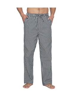 Men's Cotton Woven Plaid Pajama Lounge Sleep Pants PJ Bottoms with Drawstring and Pockets M38