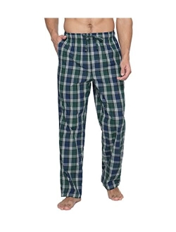 Men's Cotton Woven Plaid Pajama Lounge Sleep Pants PJ Bottoms with Drawstring and Pockets M38