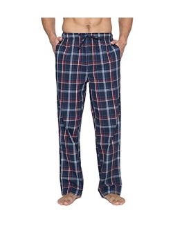 Men's Cotton Woven Plaid Pajama Lounge Sleep Pants PJ Bottoms with Drawstring and Pockets M38