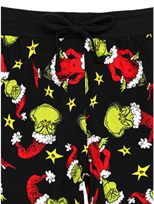 Dr. Seuss The Grinch Mens Christmas Holiday Santa Pajama Pants with Pockets