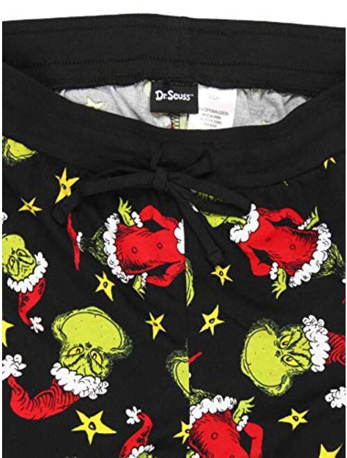 Dr. Seuss The Grinch Mens Christmas Holiday Santa Pajama Pants with Pockets