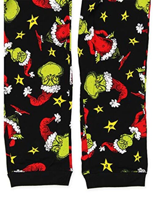 Dr. Seuss The Grinch Mens Christmas Holiday Santa Pajama Pants with Pockets