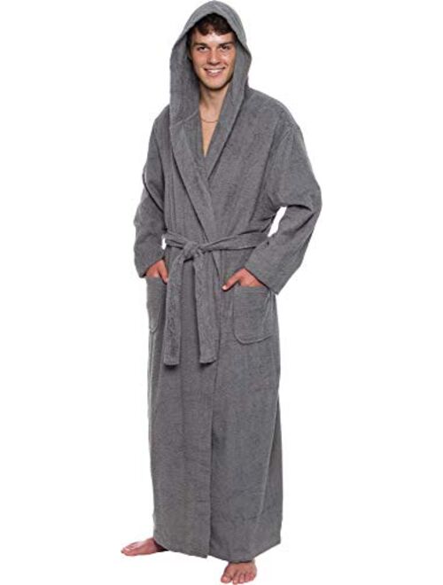 Ross Michaels Mens Robe Big & Tall with Hood - Long Terry Cotton Bathrobe with Shawl Collar