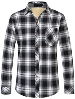 SSLR Mens Fleece Shirt Jacket Button Down Long Sleeve Plaid Flannel Jackets