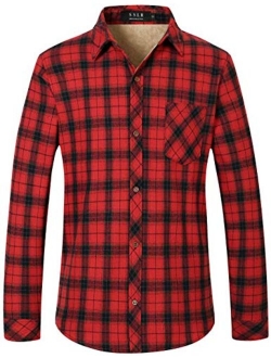 SSLR Mens Fleece Shirt Jacket Button Down Long Sleeve Plaid Flannel Jackets