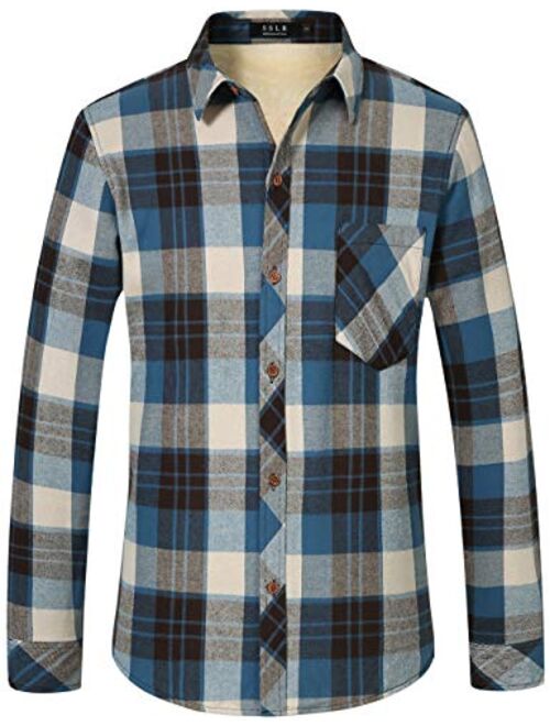 SSLR Mens Fleece Shirt Jacket Button Down Long Sleeve Plaid Flannel Jackets