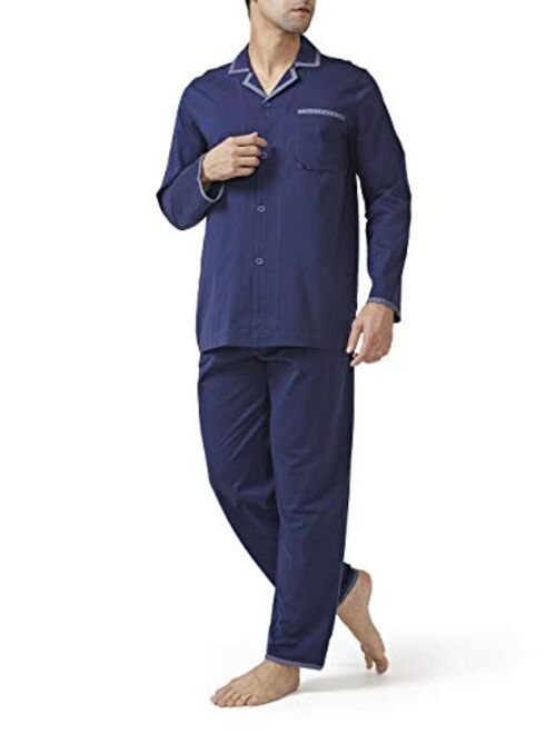 DAVID ARCHY Men's Pajama Set Mercerized Cotton Sleepwear Long Sleeve Top & Bottom Loungewear PJs