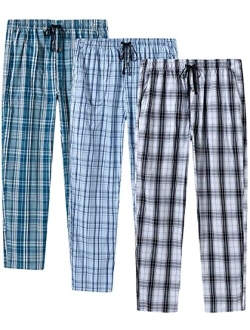 MoFiz Men's Pajama Bottom Pants Sleepwear Lounging Relaxed House PJS Pants with Drawstring Button Fly 3-Pack