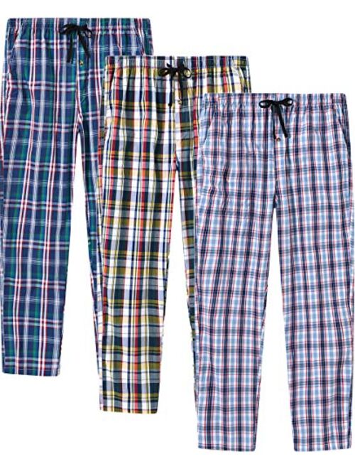 MoFiz Men's Pajama Bottom Pants Sleepwear Lounging Relaxed House PJS Pants with Drawstring Button Fly 3-Pack