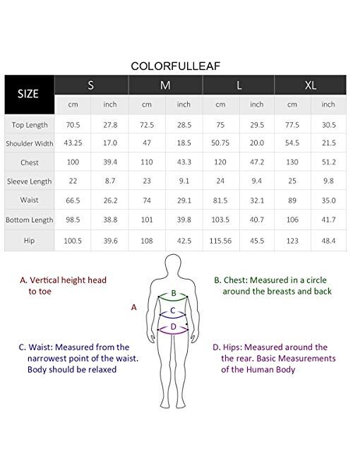 COLORFULLEAF Men's 100% Cotton Pajamas Set Button Down Sleepwear Short Sleeve and Long Pants Pjs