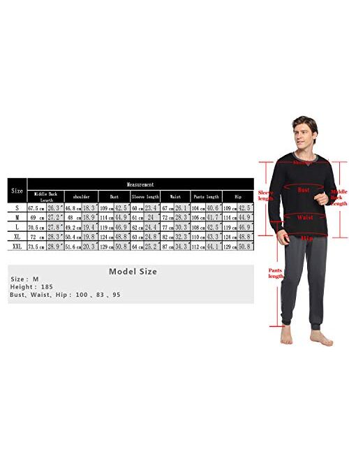 Sykooria Men's Pajamas Set Long Sleeve Plaid Loungewear Cotton Striped Sleepwear with Pockets 2 Piece Comfy Pjs Set