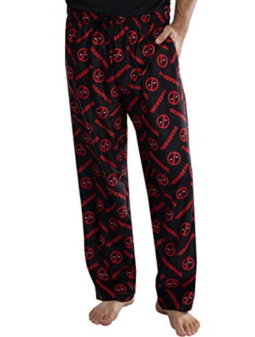 Marvel Mens' Deadpool Logo All Over Print Pajama Pants