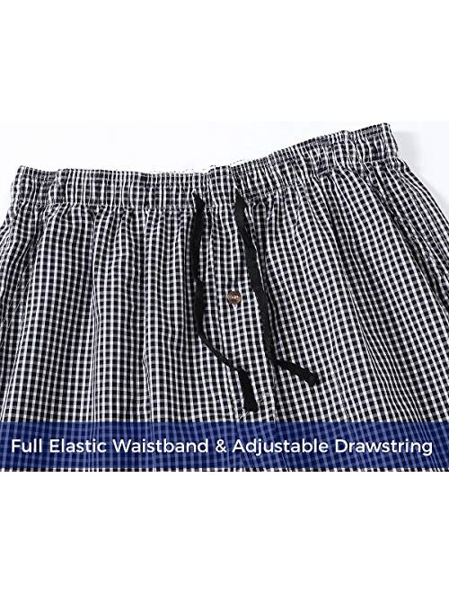 Airike Men’s Pajama Shorts Man Plaid Sleep Shorts Cotton Boxer Lounge Shorts with Pockets