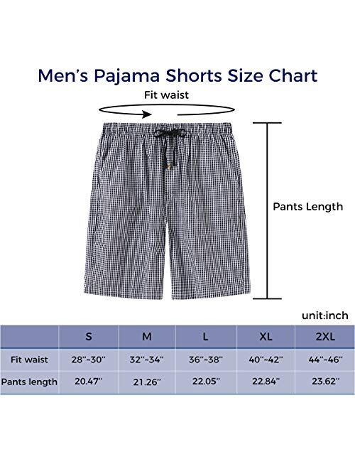 Airike Men’s Pajama Shorts Man Plaid Sleep Shorts Cotton Boxer Lounge Shorts with Pockets