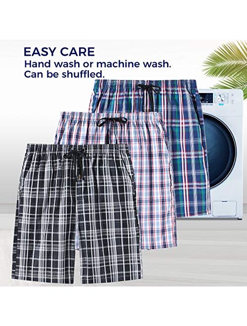 Airike Men’s Pajama Shorts Man Plaid Sleep Shorts Cotton Boxer Lounge Shorts with Pockets