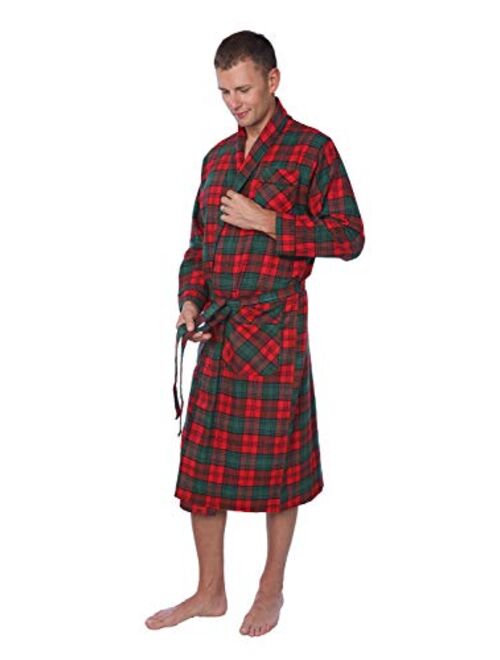 Beverly Rock Premium Flannel Robe, Cotton Plaid Shawl Collar Robe with Pockets MRP_Y19 Green Blue