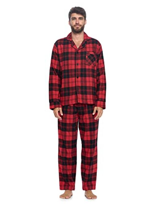 Brooks Men’s Flannel Long Sleeve Pajamas Set Plaid Sleepwear & Loungewear Button Down PJ Set