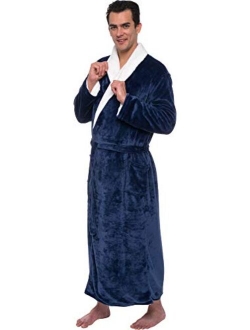 Mens Robe Big & Tall - Long Plush Sherpa Lined Fleece Bathrobe