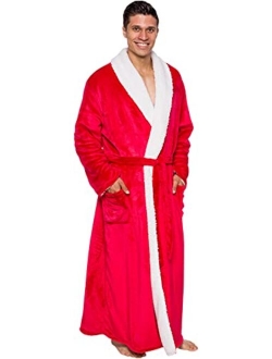 Mens Robe Big & Tall - Long Plush Sherpa Lined Fleece Bathrobe