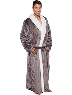 Mens Robe Big & Tall - Long Plush Sherpa Lined Fleece Bathrobe