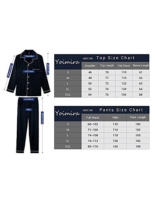 Yoimira Mens Pajamas Set Long Sleeve ,Soft 2 Piece pjs Set,100% Cotton Sleepwear Set for Men