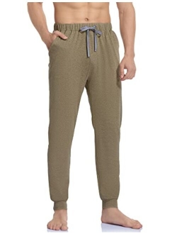 COLORFULLEAF Men's Comfy Cotton Lightweight Pajama Bottoms Knit Jogger Lounging Pants with Elastic Waistband & Pockets