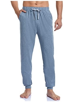 COLORFULLEAF Men's Comfy Cotton Lightweight Pajama Bottoms Knit Jogger Lounging Pants with Elastic Waistband & Pockets