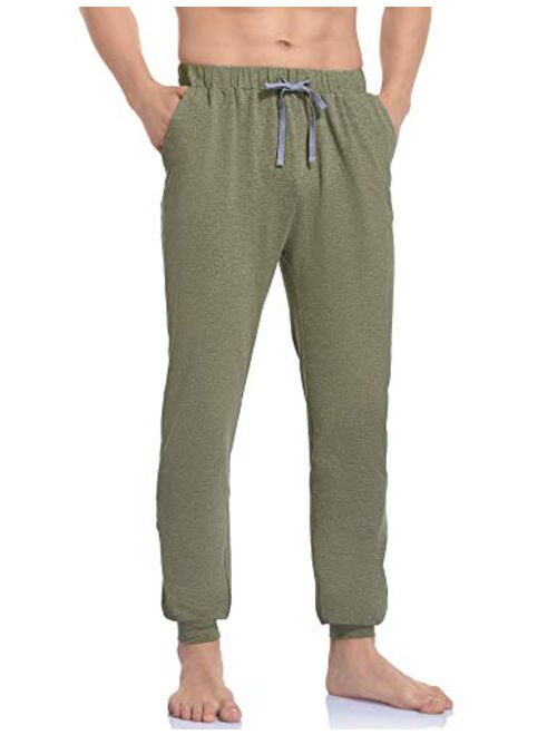 COLORFULLEAF Men's Comfy Cotton Lightweight Pajama Bottoms Knit Jogger Lounging Pants with Elastic Waistband & Pockets