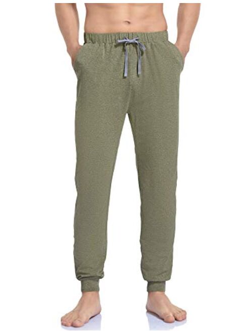 COLORFULLEAF Men's Comfy Cotton Lightweight Pajama Bottoms Knit Jogger Lounging Pants with Elastic Waistband & Pockets