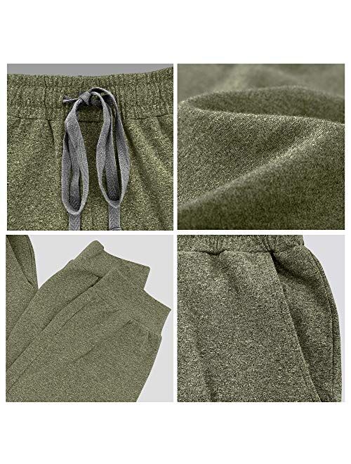 COLORFULLEAF Men's Comfy Cotton Lightweight Pajama Bottoms Knit Jogger Lounging Pants with Elastic Waistband & Pockets