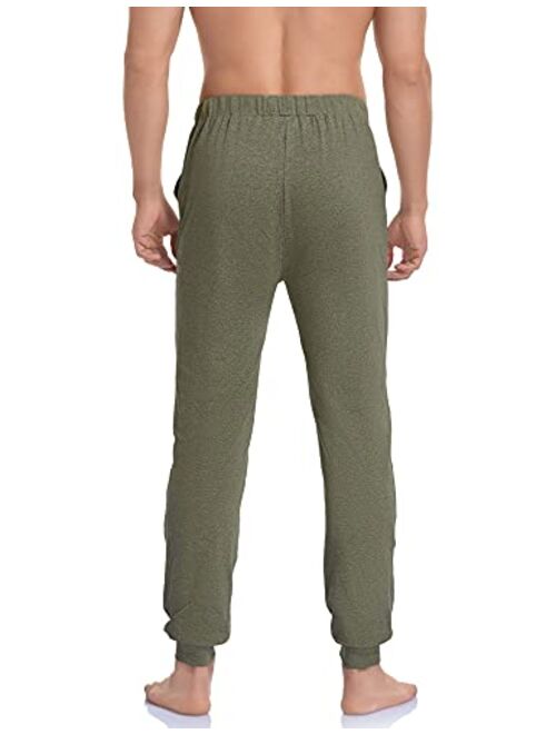 COLORFULLEAF Men's Comfy Cotton Lightweight Pajama Bottoms Knit Jogger Lounging Pants with Elastic Waistband & Pockets