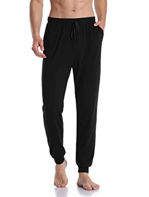 COLORFULLEAF Men's Comfy Cotton Lightweight Pajama Bottoms Knit Jogger Lounging Pants with Elastic Waistband & Pockets