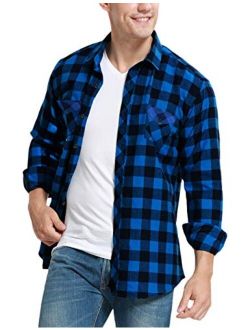 JEETOO Mens Buffalo Plaid Shirts Long Sleeve Flannel Shirt for Men Casual Button Dwon