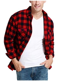 JEETOO Mens Buffalo Plaid Shirts Long Sleeve Flannel Shirt for Men Casual Button Dwon