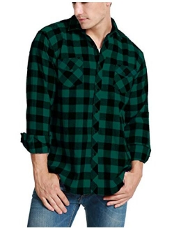 JEETOO Mens Buffalo Plaid Shirts Long Sleeve Flannel Shirt for Men Casual Button Dwon