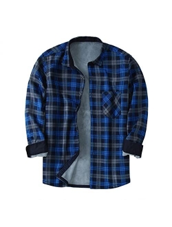 Mteng Men's Winter Warm Sherpa Shirt Fleece Lined Flannel Jacket Long Sleeve Western Button Down Plaid Shirts with Pocket