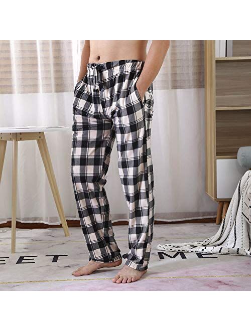 Different Touch 3 Pack Big & Tall Pajama Pants Set Bottoms Fleece Lounge Sleepwear PJs with Pockets Microfleece