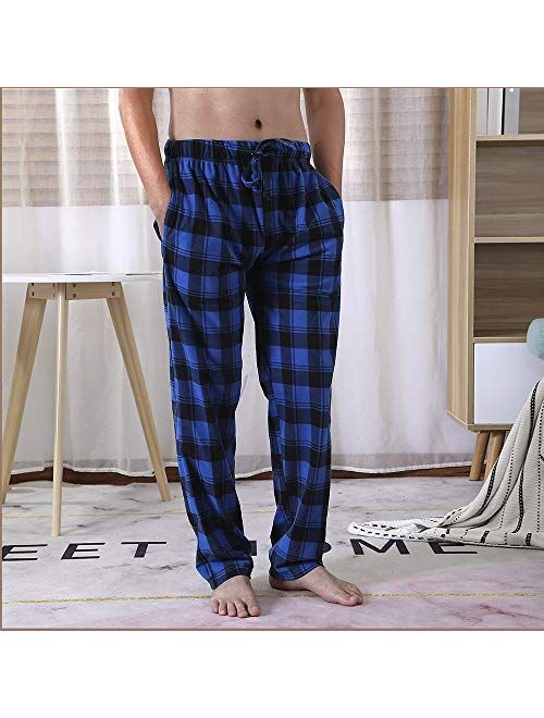 Different Touch 3 Pack Big & Tall Pajama Pants Set Bottoms Fleece Lounge Sleepwear PJs with Pockets Microfleece