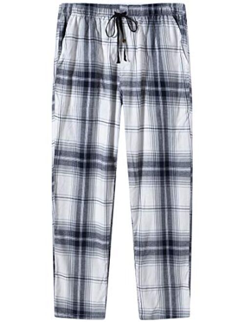 MoFiz Men's Pajama Pants Bottom Plaid Sleep Pants Lounge Pants Comfortable House Pants Fleece PJS Pants Button Fly 3-Pack