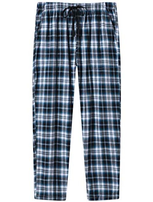 MoFiz Men's Pajama Pants Bottom Plaid Sleep Pants Lounge Pants Comfortable House Pants Fleece PJS Pants Button Fly 3-Pack