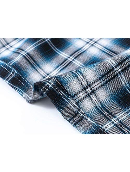 MoFiz Men's Pajama Pants Bottom Plaid Sleep Pants Lounge Pants Comfortable House Pants Fleece PJS Pants Button Fly 3-Pack